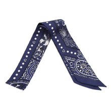 Load image into Gallery viewer, HERMES Twilly Entre Ciel et mer Bandana Between the Sky and the Sea Bandana Marine/White/Black Silk100%