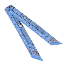 Load image into Gallery viewer, HERMES Twilly Entre Ciel et mer Bandana Between the Sky and the Sea Bandana Blue Moyen / White / Black Silk100%