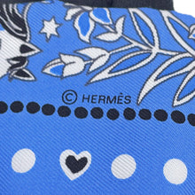 Load image into Gallery viewer, HERMES Twilly Entre Ciel et mer Bandana Between the Sky and the Sea Bandana Blue Moyen / White / Black Silk100%