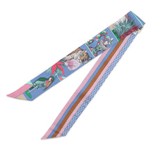 将图像加载到图库查看器中,HERMES Twilly Grand Theatre Nouveau Blue Lavande / Rose / Vert Silk100%