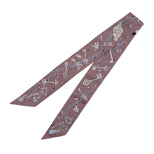 Load image into Gallery viewer, HERMES Twilly Les Cles a Pois Marron glacé/Gripère Silk100%