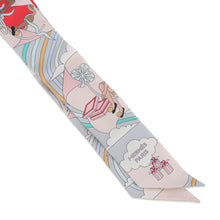 将图像加载到图库查看器中,HERMES Twilly Flying Carre Carres Volants Gris Perle/Rose Pearl Silk100%