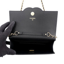 Load image into Gallery viewer, CHANEL Matelasse CC Logo Chain Wallet BlackAP5455-B25537-94305 Caviar Leather