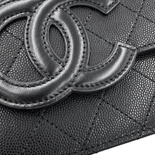 Load image into Gallery viewer, CHANEL Matelasse CC Logo Chain Wallet BlackAP5455-B25537-94305 Caviar Leather