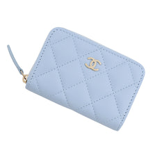 Load image into Gallery viewer, CHANEL Matelassé Classic Zip Coin Purse Light BlueAP0216 Caviar Leather