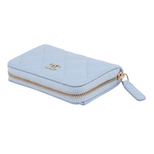 Load image into Gallery viewer, CHANEL Matelassé Classic Zip Coin Purse Light BlueAP0216 Caviar Leather