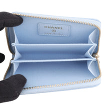 Load image into Gallery viewer, CHANEL Matelassé Classic Zip Coin Purse Light BlueAP0216 Caviar Leather