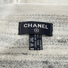 Load image into Gallery viewer, CHANEL CC Logo Tweed Stole Gray/White Cashmere61% Silk39%