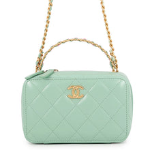 Load image into Gallery viewer, CHANEL Top-handle vanity case Light Green/Pink Lambskin Size Small
