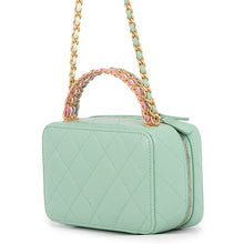 Load image into Gallery viewer, CHANEL Top-handle vanity case Light Green/Pink Lambskin Size Small
