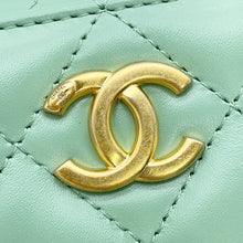 Load image into Gallery viewer, CHANEL Top-handle vanity case Light Green/Pink Lambskin Size Small