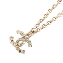 Load image into Gallery viewer, CHANEL CC Logo Pearl Necklace Champagne Gold Metal Rhinestone Faux Pearl