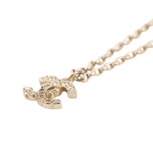Load image into Gallery viewer, CHANEL CC Logo Pearl Necklace Champagne Gold Metal Rhinestone Faux Pearl