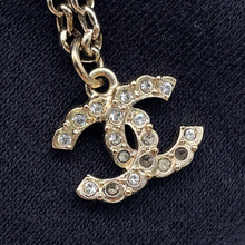 Load image into Gallery viewer, CHANEL CC Logo Pearl Necklace Champagne Gold Metal Rhinestone Faux Pearl