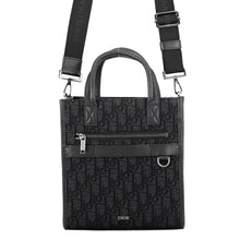 将图像加载到图库查看器中,Dior Oblique Jacquard Safari North-South 2-Way Shoulder Bag Black1ESPO311YKY_H03E Canvas Leather