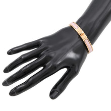 将图像加载到图库查看器中,HERMES Mini Clic Kelly Bracelet Size PM Rose Kander Gold Plated Enamel