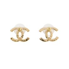 Load image into Gallery viewer, CHANEL CC Logo Rhinestone Earrings GoldABD104 Metal Rhinestone
