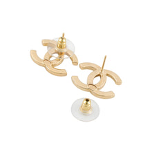 Load image into Gallery viewer, CHANEL CC Logo Rhinestone Earrings GoldABD104 Metal Rhinestone
