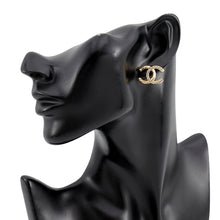 Load image into Gallery viewer, CHANEL CC Logo Rhinestone Earrings GoldABD104 Metal Rhinestone
