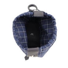 将图像加载到图库查看器中,HERMES Trek H Pouch Blue Nuit/Black Tattersall Canvas Swift Leather