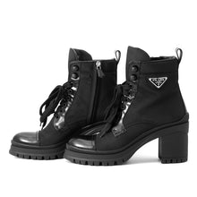 Load image into Gallery viewer, PRADA Lace-up short boots Black1T239N Nylon Leather Size 38