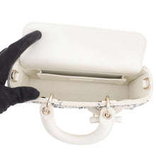 Load image into Gallery viewer, Dior Lady D-Joy Cannage 3-way Bag White/BlueM0668ODJW_M67I Cotton Boucle Leather Size Small