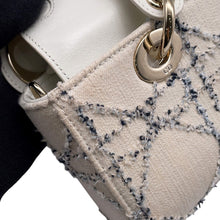 Load image into Gallery viewer, Dior Lady D-Joy Cannage 3-way Bag White/BlueM0668ODJW_M67I Cotton Boucle Leather Size Small