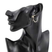 Load image into Gallery viewer, CHANEL CC Logo Leather Hoop EarringsABG355 Gold Plated Leather Rhinestone