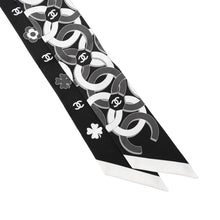 Load image into Gallery viewer, CHANEL Scarf Slim Bandeau Black/White Silk100%