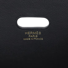 将图像加载到图库查看器中,HERMES Tablier Sellier Ecru/Black Vache Hunter Leather Toile H