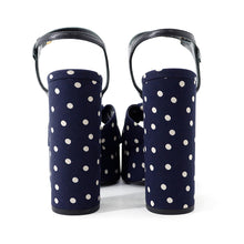 Load image into Gallery viewer, SAINT LAURENT PARIS Bianca Polka Dot Platform Sandals Navy/White62011814T104742 Leather Fabric Size 36 1/2