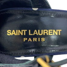 Load image into Gallery viewer, SAINT LAURENT PARIS Bianca Polka Dot Platform Sandals Navy/White62011814T104742 Leather Fabric Size 36 1/2