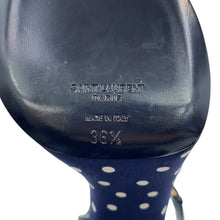 Load image into Gallery viewer, SAINT LAURENT PARIS Bianca Polka Dot Platform Sandals Navy/White62011814T104742 Leather Fabric Size 36 1/2