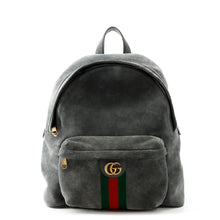 Load image into Gallery viewer, GUCCI Offdia Medium Backpack Gray/Green/Red834466 suede