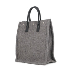 将图像加载到图库查看器中,SAINT LAURENT PARIS N/S Rive Gauche Tote Gray/Black63253924N4E1160 Felt Leather