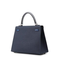 Load image into Gallery viewer, HERMES Kelly Sellier Tricolor Blue Abysse/Blue Tie/Green Pantan Epsom Size 25