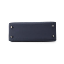 Load image into Gallery viewer, HERMES Kelly Sellier Tricolor Blue Abysse/Blue Tie/Green Pantan Epsom Size 25