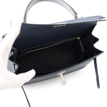 Load image into Gallery viewer, HERMES Kelly Sellier Tricolor Blue Abysse/Blue Tie/Green Pantan Epsom Size 25