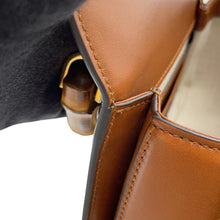 将图像加载到图库查看器中,GUCCI Bamboo 1947 Handbag Brown/Beige735116 GG CrystalCanvas Rhinestone Leather