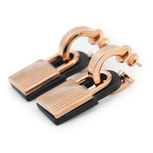 将图像加载到图库查看器中,HERMES O'Kelly Earrings Black Gold Plated Swift Leather