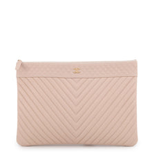 Load image into Gallery viewer, CHANEL V Stitch Clutch Bag BeigeA69251 Caviar Leather