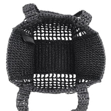 Load image into Gallery viewer, PRADA Crochet Tote Bag Black/White1BG444 Raffia Size Small