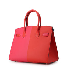 Load image into Gallery viewer, HERMES Birkin Sellier Casaque Rouge Coeur/Rose Extreme/Blue Zanzibar Epsom Size 30