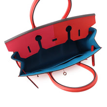 Load image into Gallery viewer, HERMES Birkin Sellier Casaque Rouge Coeur/Rose Extreme/Blue Zanzibar Epsom Size 30
