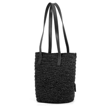 将图像加载到图库查看器中,SAINT LAURENT PARIS Panier Basket Bag Black579518 Raffia Leather Size Small