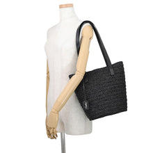 将图像加载到图库查看器中,SAINT LAURENT PARIS Panier Basket Bag Black579518 Raffia Leather Size Small