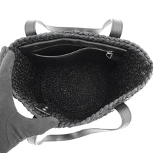 将图像加载到图库查看器中,SAINT LAURENT PARIS Panier Basket Bag Black579518 Raffia Leather Size Small