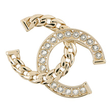 Load image into Gallery viewer, CHANEL CC Logo Brooch Champagne GoldABD111 Metal Rhinestone