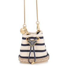 Load image into Gallery viewer, PRADA Striped Fabric Mini Pouch Ivory/Navy1NR16H 2HJN_F0C56 Canvas Leather