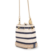 Load image into Gallery viewer, PRADA Striped Fabric Mini Pouch Ivory/Navy1NR16H 2HJN_F0C56 Canvas Leather